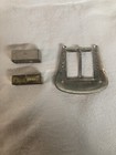 Vintage  Belt Buckle Chrome Silver Metal With Brass Or Gold Accents  Matching