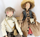 Primitive Handmade 2 Dolls Vintage Folk Art Maggie Bonanomi Ooak Vintage 24  18 