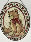 Vintage Sun Catcher Joan Baker Traditional Teddy Hand Painted Glass Art