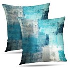 Set Of 2 And Grey Art Artwork Contemporary 18  X 18   pack Of 2  Turquoise
