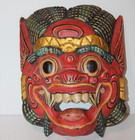 Indonesian Balinese Hand Carved Painted Wood Barong Mask Wall Decor Vintage