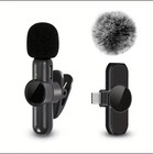 Wireless Clip-on Mini Microphone  Noise Reduction  Lightning   Usb-c  Black