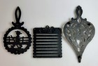 Vintage Lot Of 3 Cast Iron Trivets Wilton   Others Kitchen Iron Art