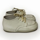 Vintage Stride Rite Size 5 5 E Hard Bottom Baby Shoes White Leather Lace Up