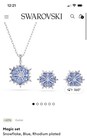 Swarovski Magic Set Snowflake  Blue  Rhodium Plated Necklace   Earrings