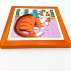 Cat Art Tile Trivet Ceramic Wall Hanging 1980s Retro Home Decor Grandmacore