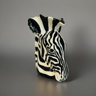 Vintage Large Zebra Head Ceramic Planter Vase Charcoal Black White