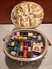 Vintage Oval Wicker Sewing Basket With Notions Dexter 1960 s