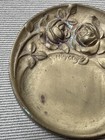 Antique Art Nouveau Bronze Embossed Rose Small Candy Dish - G Huygens - Belgium