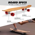44 Inch Kicktail Cruiser Longboard Skateboard  Bamboo And Hard Maple Deck  red 