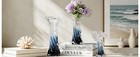 Blue White Clear Wave Vases Gradient  Murano Hand Blown Glass Vase Unique