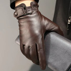 Men s Genuine Sheepskin Leather Gloves Winter Warm Touchscreen 