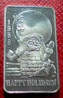 1988 Happy Holidays-santa In Chimney Bar-yorkville Coin 1 Troy Oz 999 Silver-a