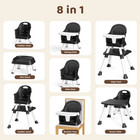 8-in-1 Baby High Chair  Toddler Booster Seat With Dishwasher-safe Tray  Black