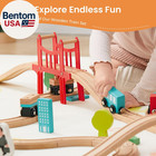 Wooden Train Set For Toddler - 39 Pcs- With Wooden Tracks Compatible With Major