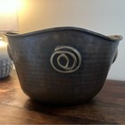 Vintage Metal Brass Copper Planter Cache Pot Hammered Finish
