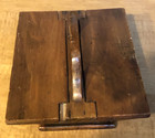 Antique Small Primitive Wooden Hinged Trapezoid Sewing Mending Box With Handle