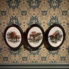 Vtg Horse Fox Hunt Hunting Ceramic Oval Hanging Wall Plaques Cornwell England