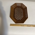 Vintage Mid Century Reticulated Hand Carved Asian Wood   Inlay Serving Tray Bowl