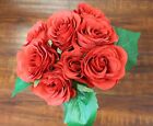 8 Red Artificial Silk Rose Flower Bush Bouquet Diy Arrangement Wedding Home