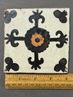 4 Vintage Talavera Black Orange Hand Painted Terracotta Clay Mexican Tiles 4 x4 