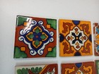 Vintage Handmade   Hand Painted Clay Talavera Mexican Tiles 4x4 13 Pieces 