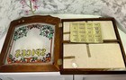1970s Stained Glass Spice Rack Cabinet Wooden Wall Hang 12 Glass Jars Nos Box