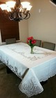Rectangle Polyester 72x108  Embroidery Peacock Cutwork Tablecloth Napkins Beige