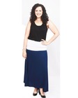 Women Plus Size Long Maxi Skirt Fold Over Waistband - Made In Usa