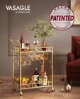 Bar Cart With Mirrored Shelves Wine Rack Serving Cart For Kitchen Dining