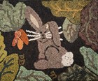  bunny   Carrots  Hand Hooked Rug mat By Primitive Woolens   Pat Brooks