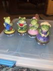 Vtg Lot Of 4 Porcelain Hinged Trinket Boxes Frogs 1997 Reach Design