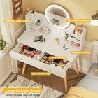 White Vanity Makeup Desk Dressing Table W  Led Lighted Mirror And Power Outlet 