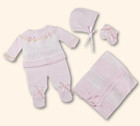 Nwt Boutique Pink 4pc Ribbon Knit Set Preemie Baby Girls Bonnet Free Blanket