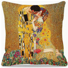 Throw Pillow Cover- Klimt  kiss  Art Nouveau Luxury Style Short Plush Pillowcase