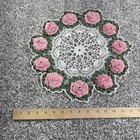 Vintage Hand Crochet Doily 3d Floral Rose Lace Centerpiece Table Decor 13 Inch