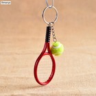 Mini Tennis Racket Keychain Ball Pendant Keyring Car Key Chain Ring Bag Charm