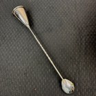 Vintage Silver Tone Twisted Handle Bar Spoon With Bell End Jigger 11 Inch
