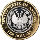 2000-w Library Of Congress Commem Bimetallic  10 Proof Coin - Blemish - Cap