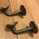 2x Vintage Brass Hand Rail Curved Brackets Stair Old Handrail Pair  cd17 