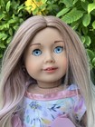 Custom American Girl Doll With Blonde And Pink Hair Blue Eyes With Custom Dress