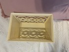 Vtg 70s Off White Daisy Flowers Kitchen Table Napkin Letter Holder Organizer
