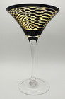 Iris Apfel Snakeskin Martini Glasses Black Gold Trim 7 75  Pair