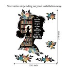 Woman Silhouette Library Floral Inspirational Book Quote Wall Decals Decor