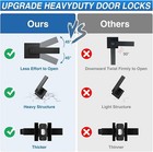 6-pack Matte Black Door Handles  Keyless Privacy Lever Locksets