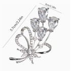 Vintage Elegant Zirconia Flower Floral Crystal Brooch Pin Women Wedding Jewelry