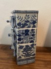 Vintage Chinese Blue   White Porcelain Vanity Dresser Chest Of Drawers  8 75 
