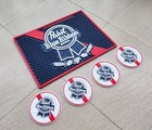 Bu Pabst Blue Ribbon Beer Bar Mat Spill Mat Drip Mat  4pcs Wh Beer Coasters Pubs