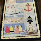 Claire Murray Wool Rug Nautical Nantucket Rainbow Boats Fleet 2001 24x52 Vtg