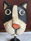 Carved Wood Cat Hand Painted Made In Indonesia